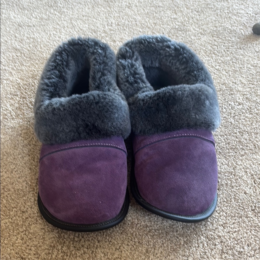 Cozy Purple and Gray Men's Slippers